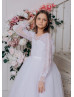 White Lace Tulle Bohemian Flower Girl Dress